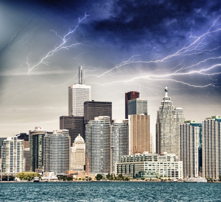 Toronto - Canada. Beautiful downtown view from lake Ontario.の写真素材