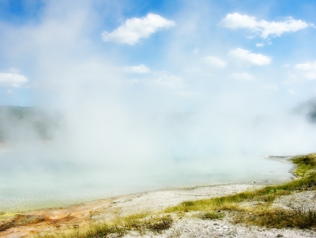 Smoky Geyser in the Yellowstone National Parkの写真素材