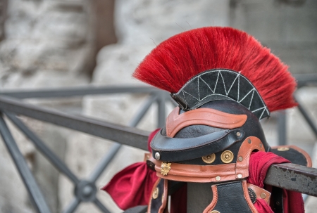 Centurion Helmet in the streets of Rome.の写真素材