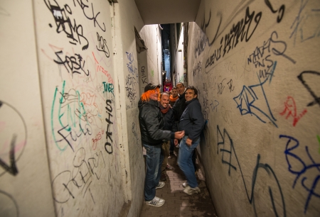 AMSTERDAM, APR 30: Tourists in the narrow streets of Redlight district, April 30, 2013 in Amsterdam. De Wallen is the largest and best known red-light district in the city.のeditorial素材