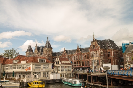 Amsterdam  Beautiful exterior architecture of Central Station のeditorial素材
