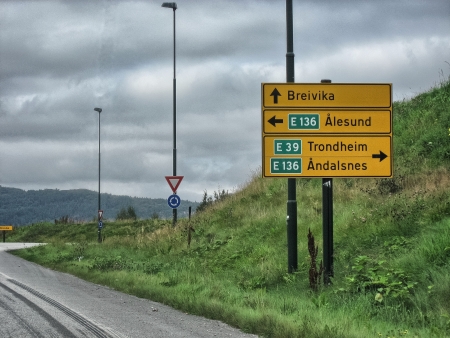 Major road directions in Norway.の写真素材