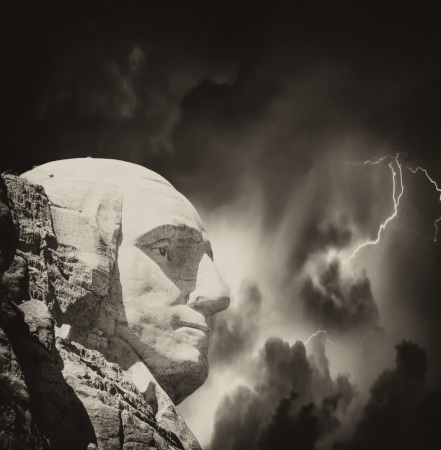 Mount Rushmore National Memorial with stormのeditorial素材