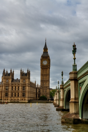 Westminster Bridge with Big Ben and House of Parliament - London - UKの写真素材