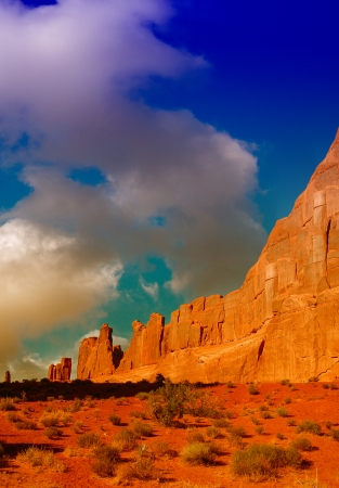 Arches National Park, Utah. Gorgeous rock formations with sunset light.の写真素材