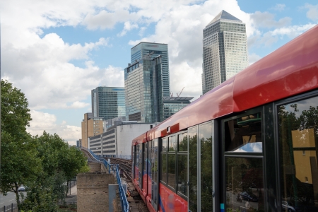 Office Buildings and Skyscrapers in Canary Wharf, financial district of London - UKのeditorial素材