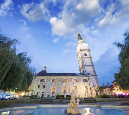 Beautiful Church and square of Klagenfurt, Austria.の写真素材