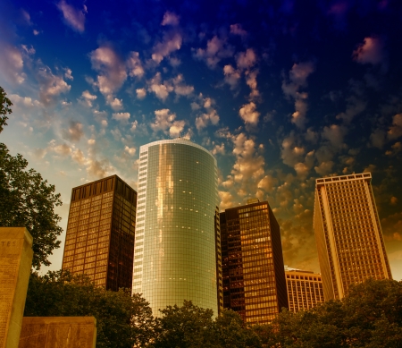 Buildings from World War II Merchant Marine Memorial Plaza, Lower Manhattan.のeditorial素材