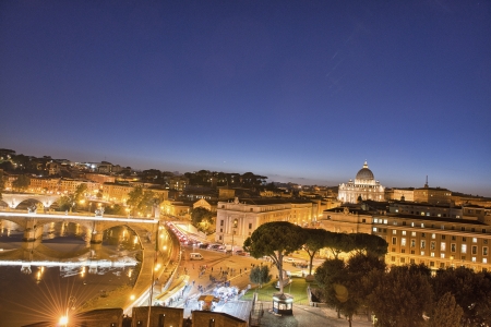 Rome, Italy. Wonderful city lights after sunset.の写真素材
