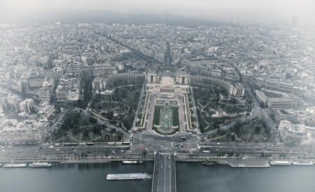 Paris cityscape with Seine river in winter.の写真素材