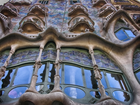 BARCELONA - APR 24: Casa Mila or La Pedrera on April 24, 2008 in Barcelona, Spain. This famous building was designed by Antoni Gaudi and is one of the most visited of the cityのeditorial素材