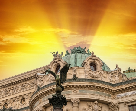 Opera Garnier in Paris, where music festivals and concerts are held. Architectural detail.