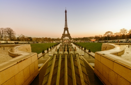 The Eiffel Tower, Paris. View from Trocadero Gardens on a beautiful winter afternoon.の写真素材