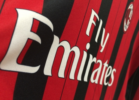 MILAN - NOV 22: Shirt of AC Milan on November 22, 2013 in Milan, Italy. AC Milan has won a record of...