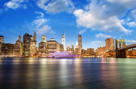 New York skyline at dusk.の写真素材