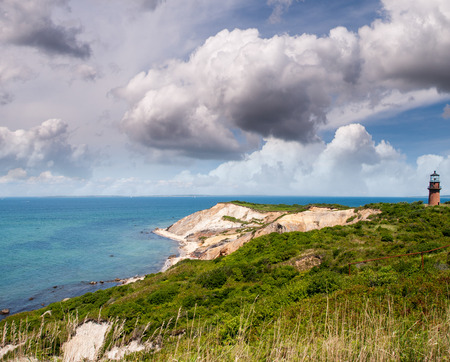 Coastal Lighthouse Sunset, Martha's Vineyard, MA.の写真素材