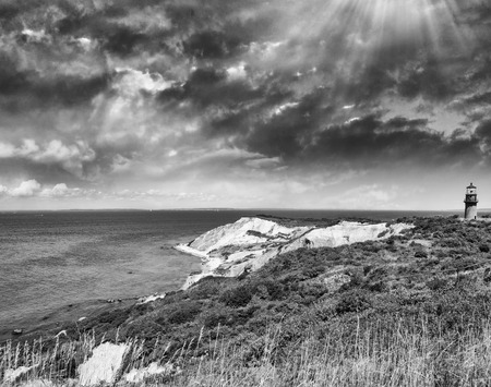 Coastal Lighthouse Sunset, Martha's Vineyard, MA.の写真素材
