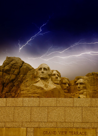 Storm above Mount Rushmore - South Dakota.のeditorial素材
