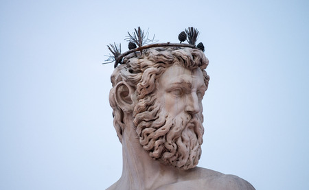 Famous Fountain of Neptune on Piazza della Signoria in Florence, Italy.のeditorial素材