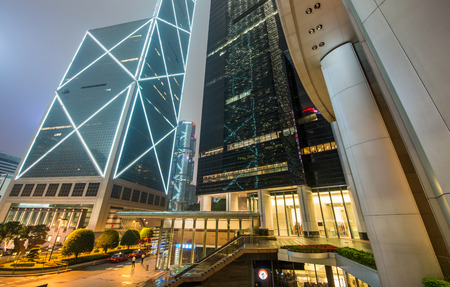 Hong Hong wonderful modern night skyline near Central.のeditorial素材