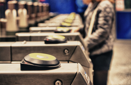 Entrance of railway station with ticket validation.のeditorial素材