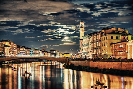 Street of Pisa during Luminara in June.の写真素材