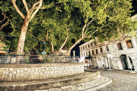 Hippocrates plane tree in Kos Island at night, Greece.の写真素材