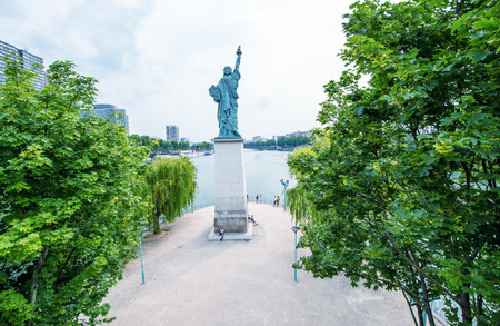 Statue of Liberty in Paris near Eiffel Tower.のeditorial素材