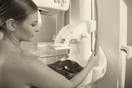 Mammography Examination. Hospital background with technology health machine.の写真素材