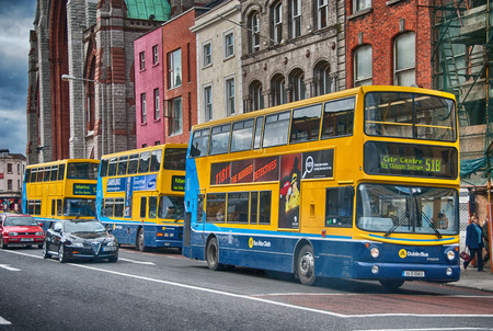 DUBLIN - MAR 12: Tourists walk in city streets, March 12, 2010 in Dublin. More than 3.5 million people visit the city every year.のeditorial素材