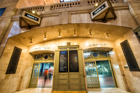 Grand Central Terminal entrance with moving people.のeditorial素材
