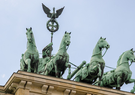Quadriga landmark over Brandenburger Tor, Berlin.の写真素材