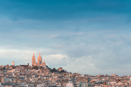 Montmartre, Paris. Aerial view with Sacred Heart Basilica at the top.の写真素材
