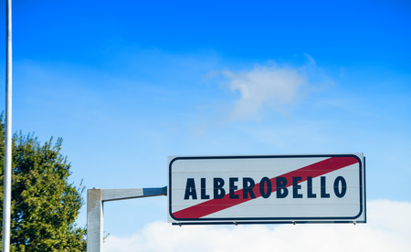 Street sign of Alberobello, Apulia - Italy.の写真素材