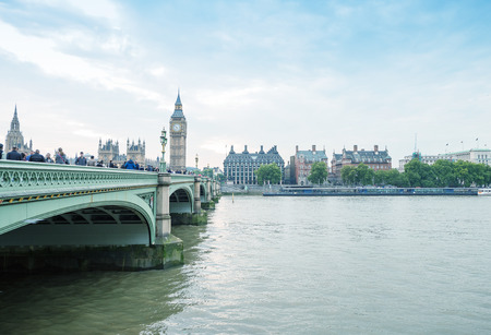 London. Westminster Bridge and Houses of Parliament.の写真素材