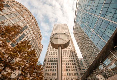 Skyscrapers on Canary Wharf in London.のeditorial素材