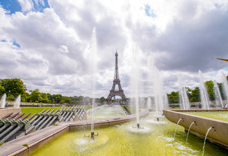 The Eiffel Tower on a beautiful summer day as seen from Trocadero Gardens.の写真素材