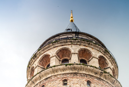 The Galata Tower, ancient building in Beyoglu, Istanbul - Turkey.のeditorial素材