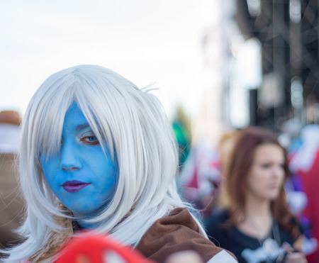 LUCCA, ITALY - NOV 1: Cosplay poses for camera during Lucca Comics Festival on November 1st, 2014 in...