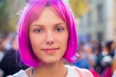 LUCCA, ITALY - NOV 1: Cosplay poses for camera during Lucca Comics Festival on November 1st, 2014 in Lucca, Italy. Lucca Comics is one of the biggest event for comics and cartoons In Europeのeditorial素材