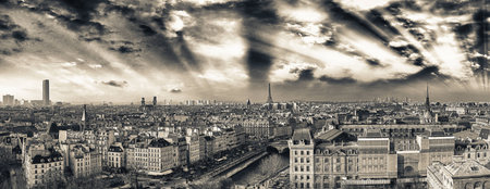 Paris aerial view with main city landmarks.の写真素材