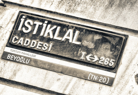 Istiklal Caddesi. Istanbul. Street sign.のeditorial素材