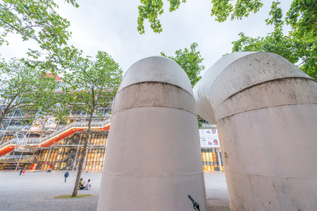 PARIS, FRANCE - JUNE 16, 2014: The Pompidou cultural center in Paris, France. The Centre Georges Pompidou was designed in style of high-tech architectureのeditorial素材