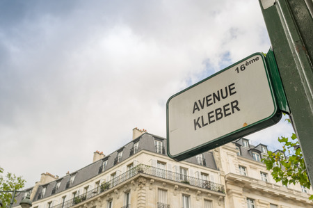 Paris, France. Street sign in Avenue Kleber