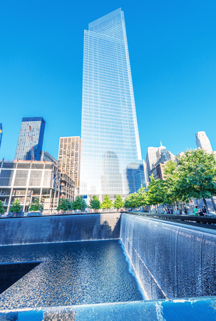 NEW YORK CITY - JUNE 12: Overview of the 9/11 memorial site at the World Trade Center in New York on June 12, 2013.のeditorial素材