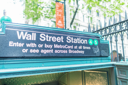 Wall Street subway station entrance.のeditorial素材