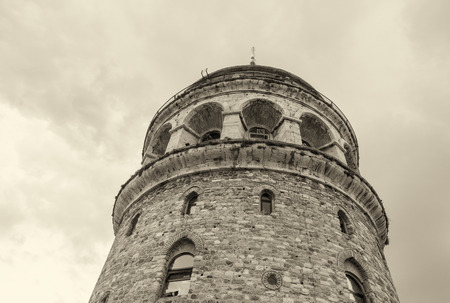 Magnificence of Galata Tower as seen from the street - Beyoglu, Istanbul.