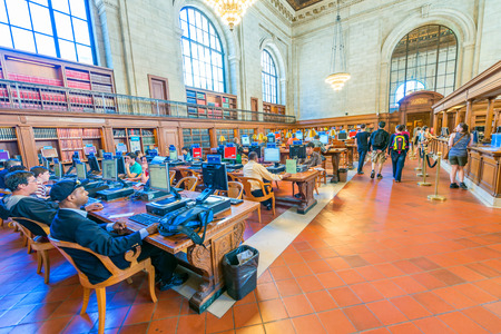 NEW YORK CITY - MAY 20: Interior of New York Public Library on May 20, 2013 in Manhattan, New York City. New York Public Library is the third largest public library in North Americaのeditorial素材
