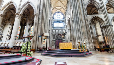 ROUEN, FRANCE - JUNE 15, 2014: Interior of Rouen Cathedral (Notre-Dame, 1202 - 1880). Rouen in northern France on River Seine - capital of Upper Normandy region and historic capital city of Normandyのeditorial素材