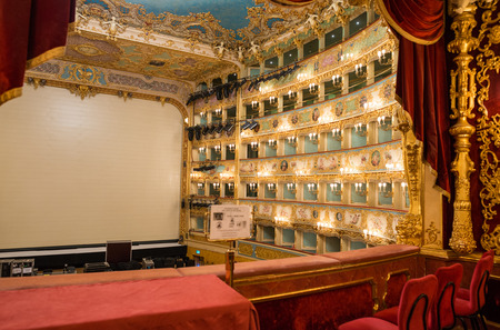 VENICE - APRIL 7, 2014: Interior of La Fenice Theatre. Teatro La Fenice, The Phoenix, is an opera...